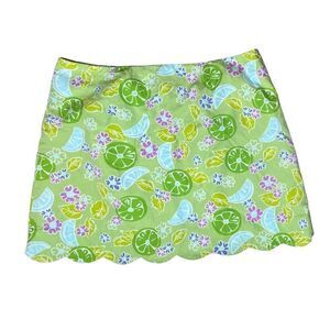 Lilly Pulitzer Vintage Guava Green Twist Mini Skirt sz 8 Feminine‎ Lime Floral